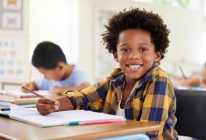 Child smiling while at school